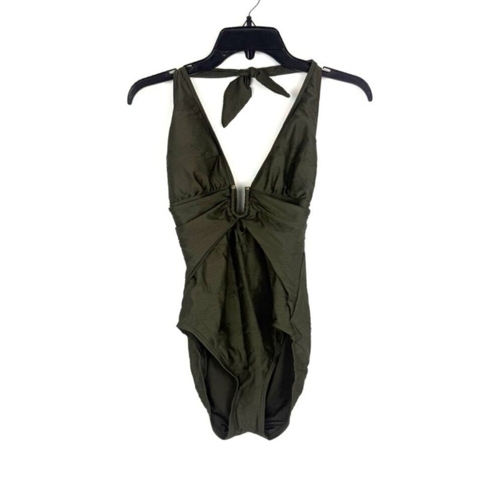 Vince Camuto Women’s Green V Neck One Piece Swimsuit Size 14